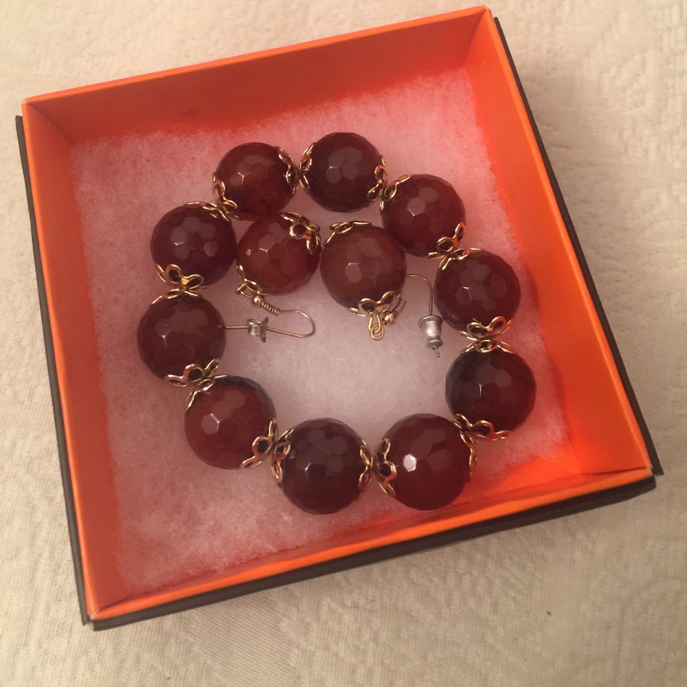 Caramel earrings and bracelet set